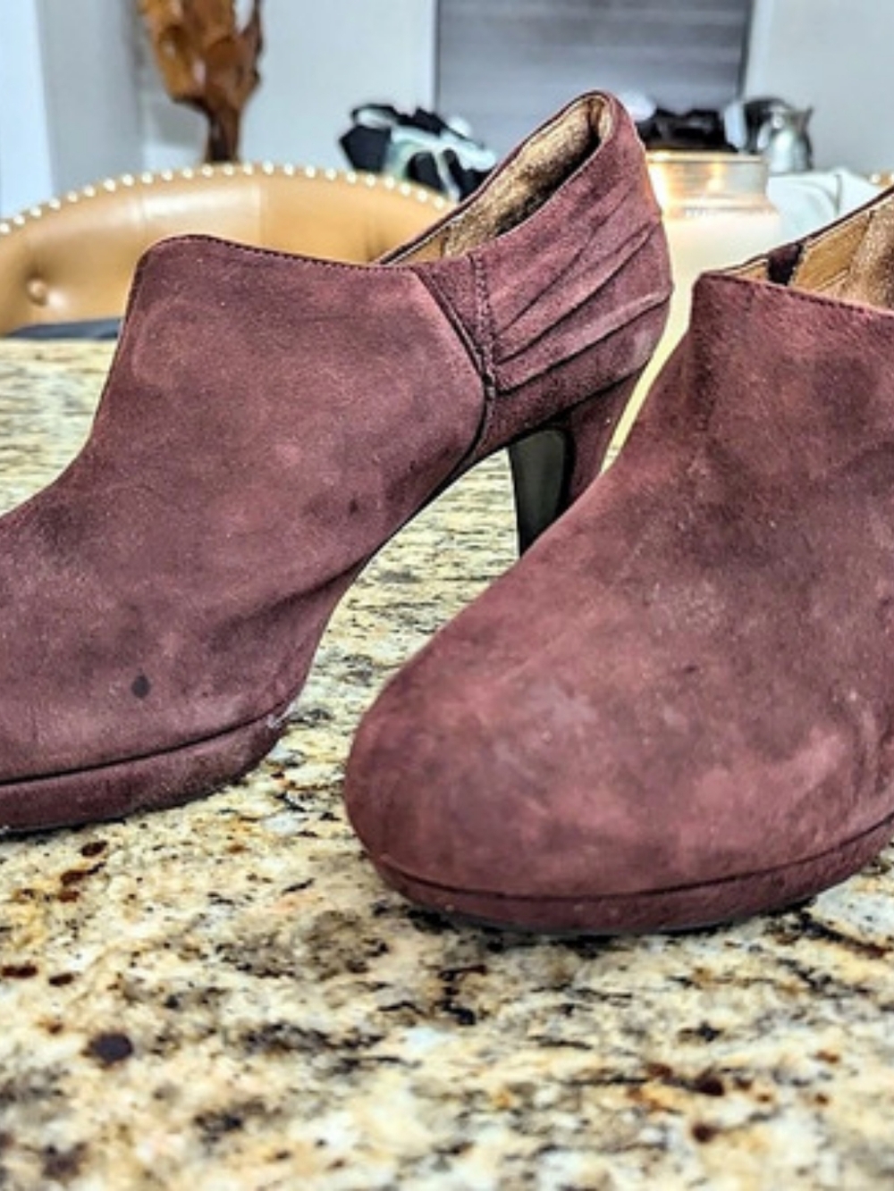 Clarks Merlot Suede Platform Shootie Pumps Heels US 10